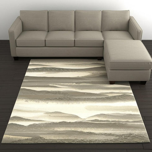 10' X 13' Blue and Gray Abstract Power Loom Area Rug
